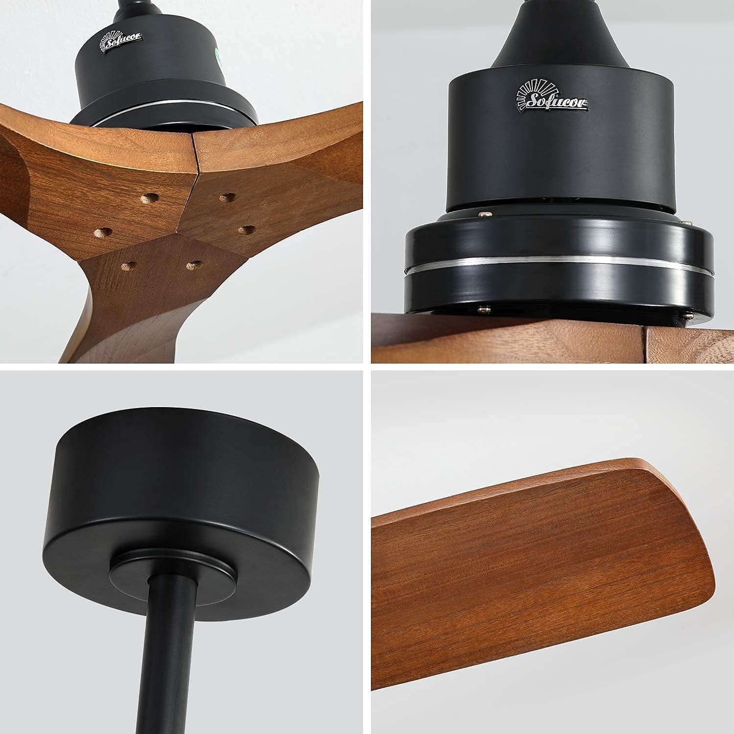 Ceiling Fan without Lights, 52 Inch Low Profile Flush Mount Mordern - Festival Furnish
