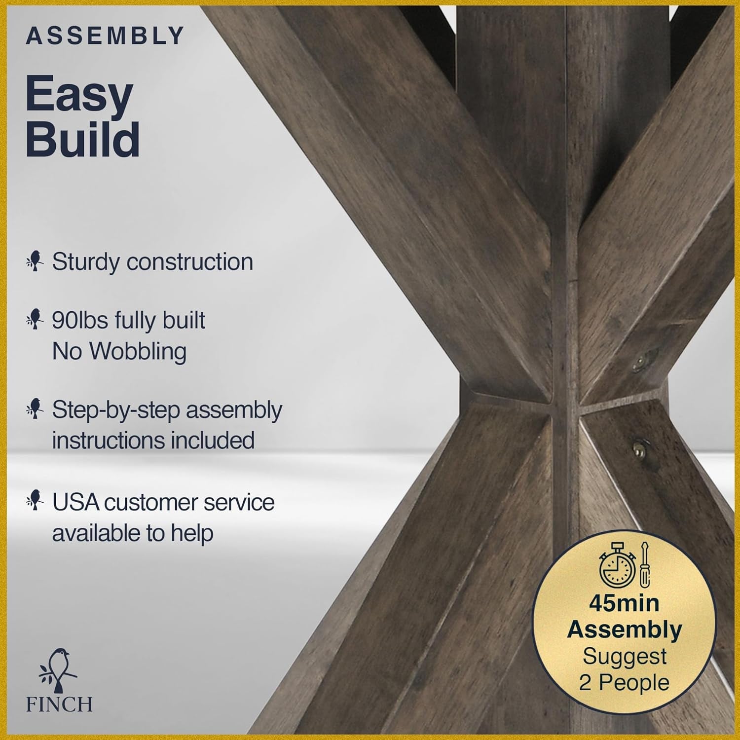 Alfred round Solid Wood Rustic Dining Table for Farmhouse Kitchen Room - Festival Furnish