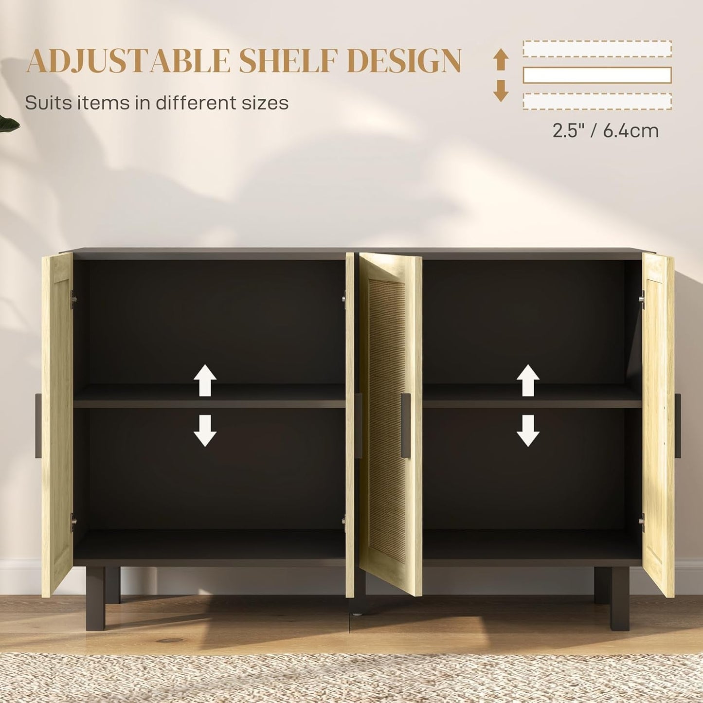Sideboard Buffet Cabinet, Kitchen Cabinet, Coffee Bar Cabinet with 4 - Festival Furnish